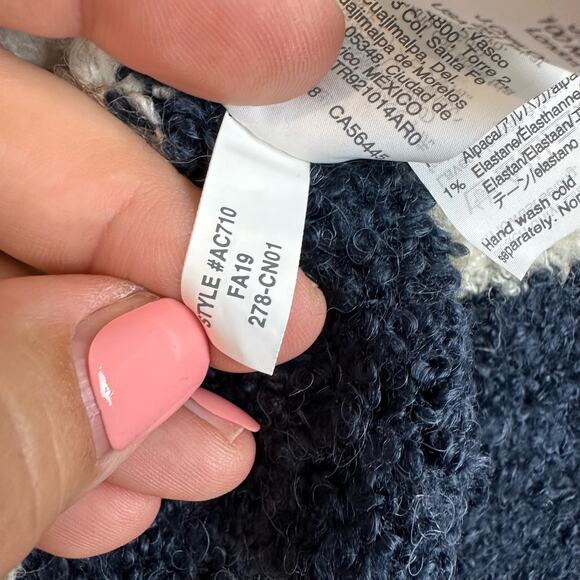 Crewcuts Fuzzy Stripe Knit Sweater Boys Girls 12 Navy Blue White Colorblock - Picture 7 of 8